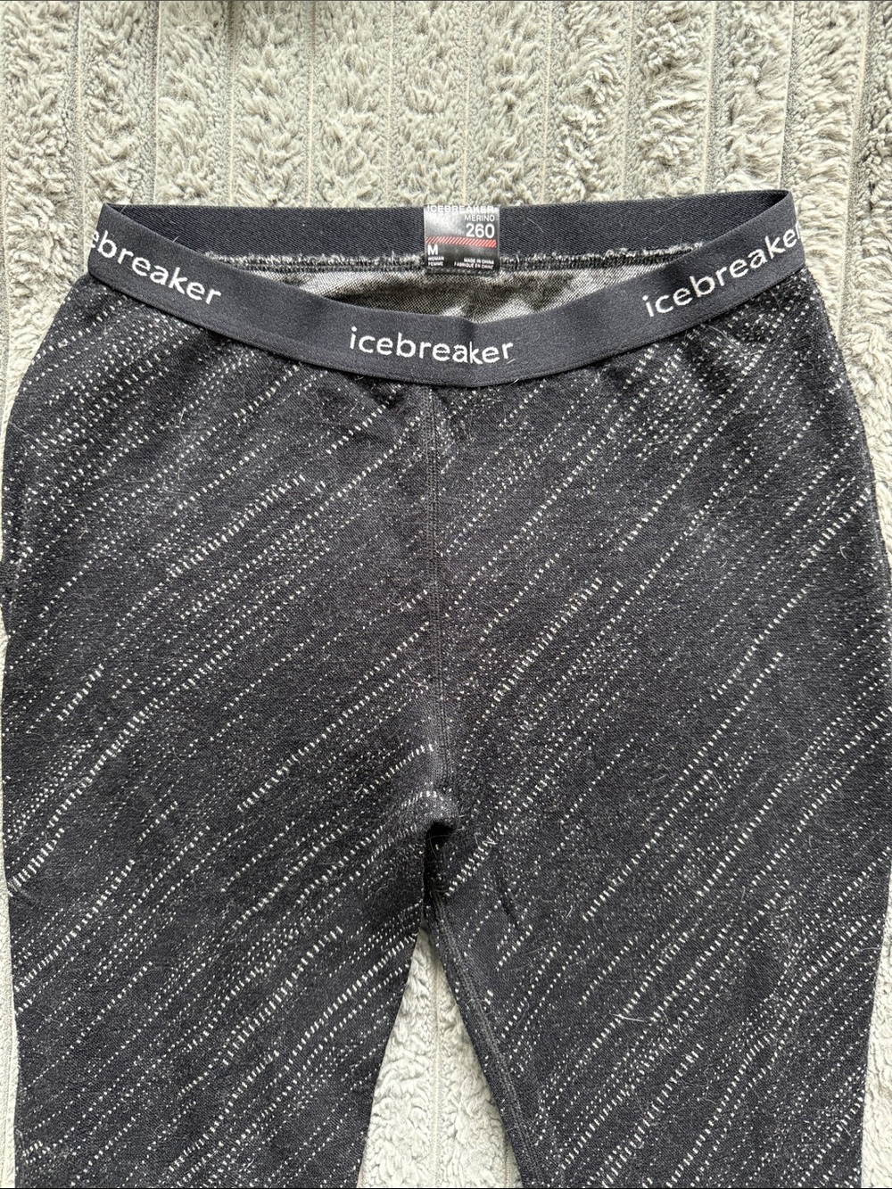 Icebreaker Kids Black Heathered Pattern Leggings